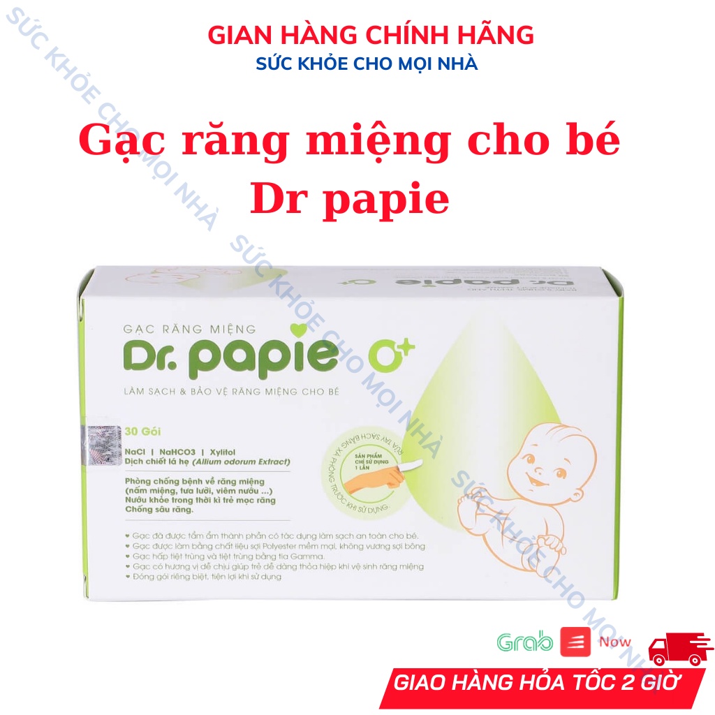 Gạc Răng Miệng Vệ Sinh Cho Bé Dr. Papie Hộp 30 Miếng