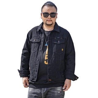 Black 9xl Large Big Size Denim Jacket Men Autumn Shirt Denim Jakcet Lapel Long Sleeve Cargo Jacket