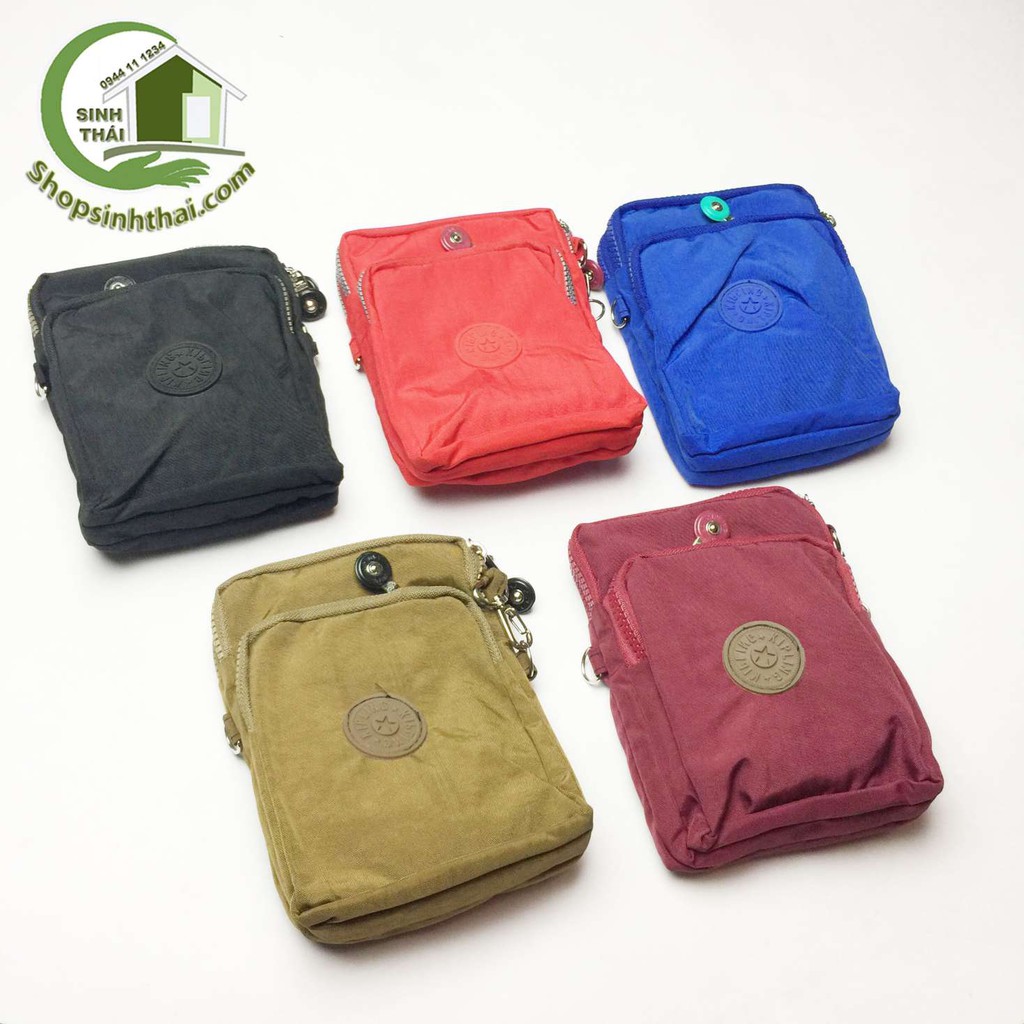 Túi đeo chéo Kipling màu trơn - túi du lịch nhỏ gọn đựng điện thoại, bóp ví tiền - 20cm x 14cm - màu ngẫu nhiên