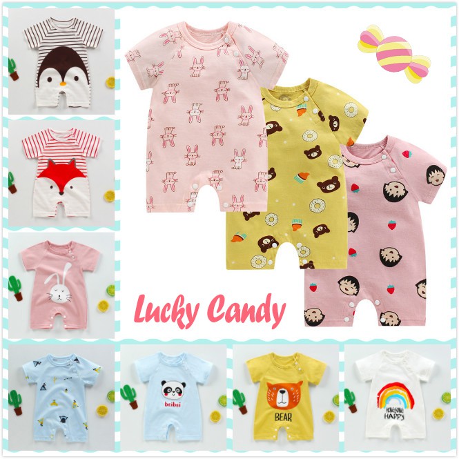 Áo liền quần LUCKYCANDY kiểu dáng đáng yêu cho trẻ mới sinh