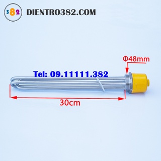 Điện trở củ ren phi 48 công suất 9kw, may so nhiệt đu nước, đun dầu, nồi hơi phi 48 chất liệu inox 304