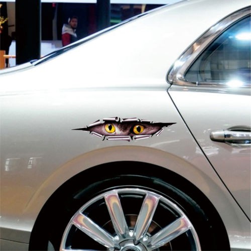 Decal dán trang trí xe hơi in họa tiết đôi mắt 3D sáng tạo