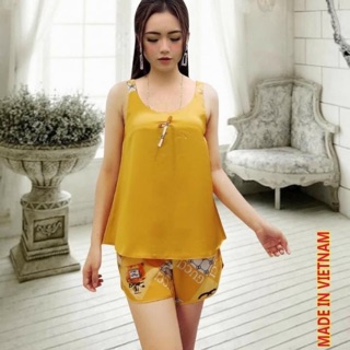 Bộ Mặc Nhà Tiện Lợi, Áo Sát Nách Quần đùi, Chất Lụa Mềm Mịn , Bộ đồ lụa mặc nhà.