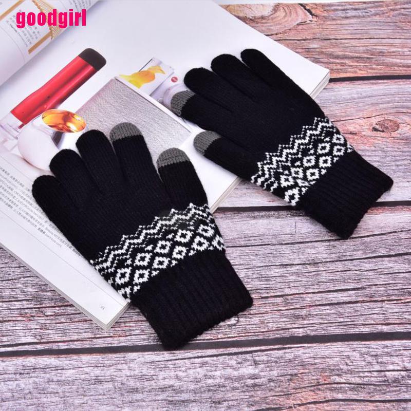 Good 1pair Winter Gloves Unisex Stretch Knits Imitation Wool Full Finger