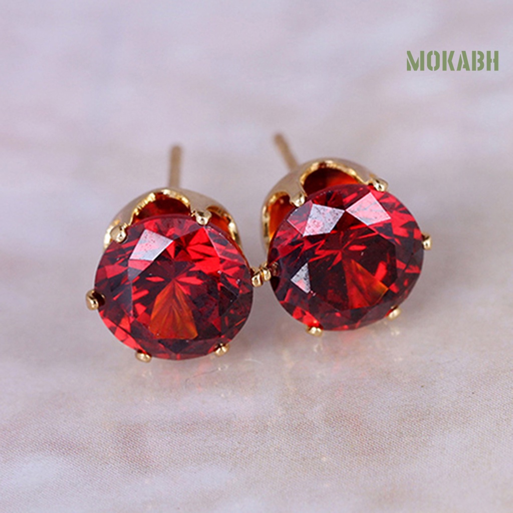 [Thời Trang] Bông Tai Đính Đá Zircon Hình Tròn Thanh Lịch Dễ Phối Đồ