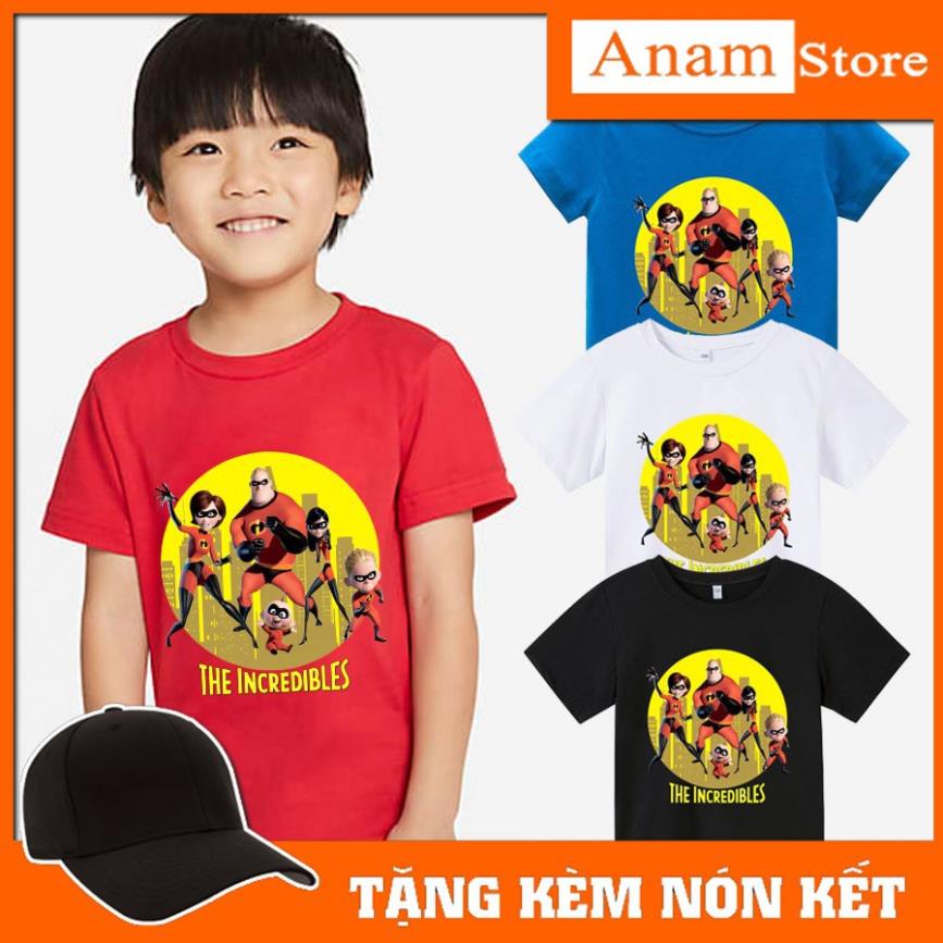 Áo thun trẻ em gia đình siêu nhân, Tặng kèm nón kết, có size người lớn, Anam Store