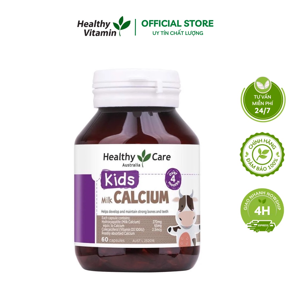 Milk Calcium Healthy Care Bổ Sung Canxi Cho Trẻ Trên 4 Tháng Tuổi, 60 viên