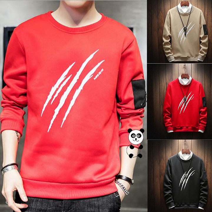 Áo thun dài tay nam cổ tròn chất vải cotton xịn in 3 gạch năng động