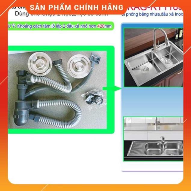 (SALE) Xi Phông bộ xẢ thoát nước chậu rửa chén 2 hộc