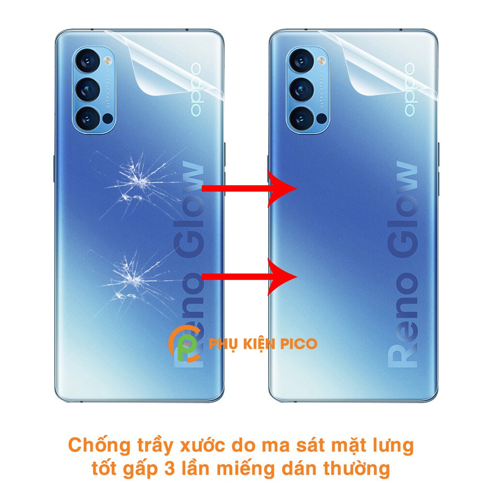 Dán lưng Reno 4 full mặt lưng trong suốt PPF tự phục hồi vết xước - Dán dẻo Oppo Reno 4