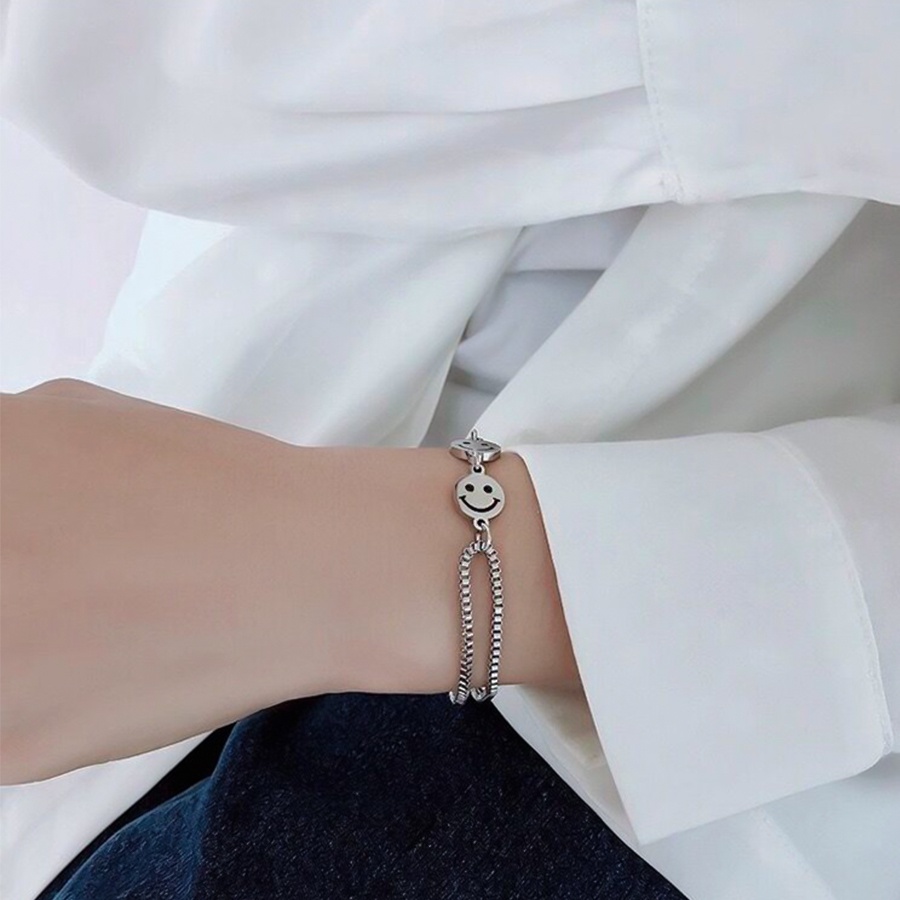Vòng Tay Lucky Smile Chain Bracelet Fashion Unique Silver Link Party Bracelets for Women Female Jewelry Accessories | BigBuy360 - bigbuy360.vn