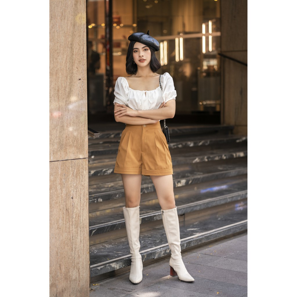 Quần Short Kaki Nâu Có Lê Vê - HOO DESIGN