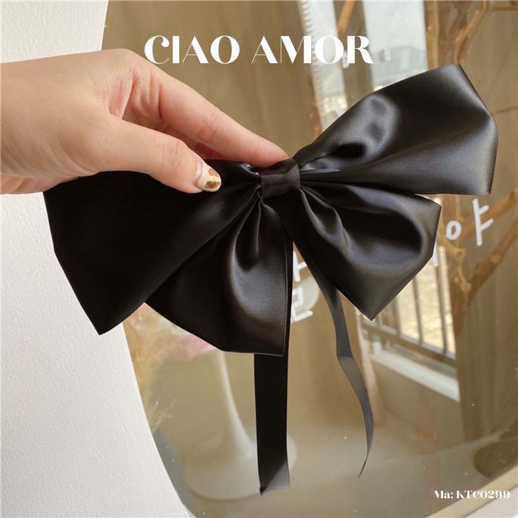 Kẹp tóc nữ, Kẹp tóc vải nơ bản có dây rũ Trang sức Ciao Amor Phụ kiện tóc - KTC0299