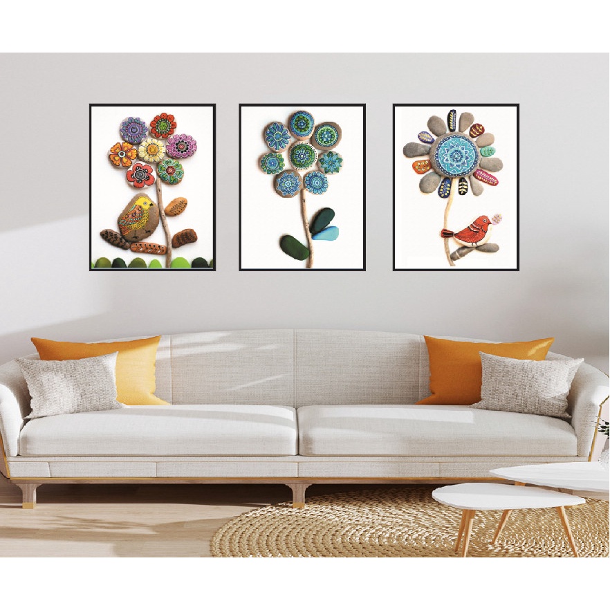 15 Bộ tranh treo tường 3 bức kích thước 20x30cm phong cách hiện đại, Set 3 tranh treo tường Tropical đẹp