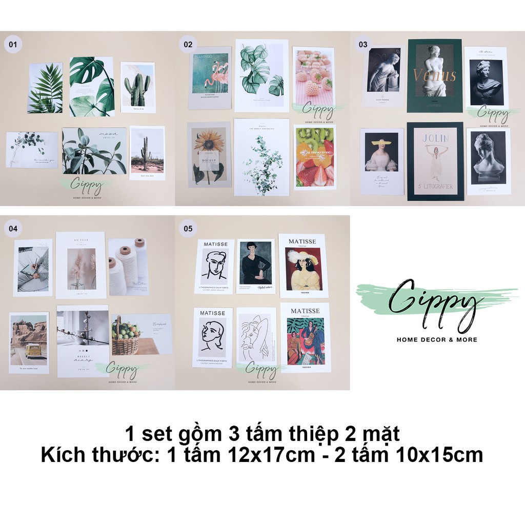 Combo tấm thiệp, postcard trang trí màu sắc phù hợp chụp mỹ phẩm trang sức, trang trí phòng - Gippy Decor