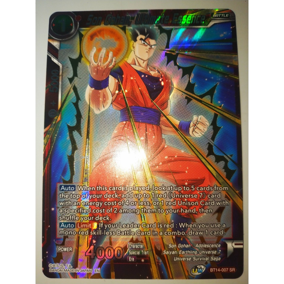 Thẻ bài Dragonball - TCG - Son Gohan, Ultimate Essence / BT14-007'