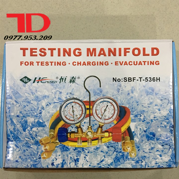 Đồng hồ đo gas đôi kèm dây nạp gas điều hòa chuyên dụng CT536H