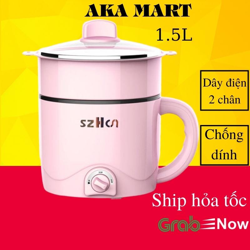 Nồi lẩu điện mini đa năng chống dính 2 tầng 2 nấc nhiệt SZHCN nhỏ gọn tiện lợi dùng ăn lẩu mì chiên xào luộc hấp