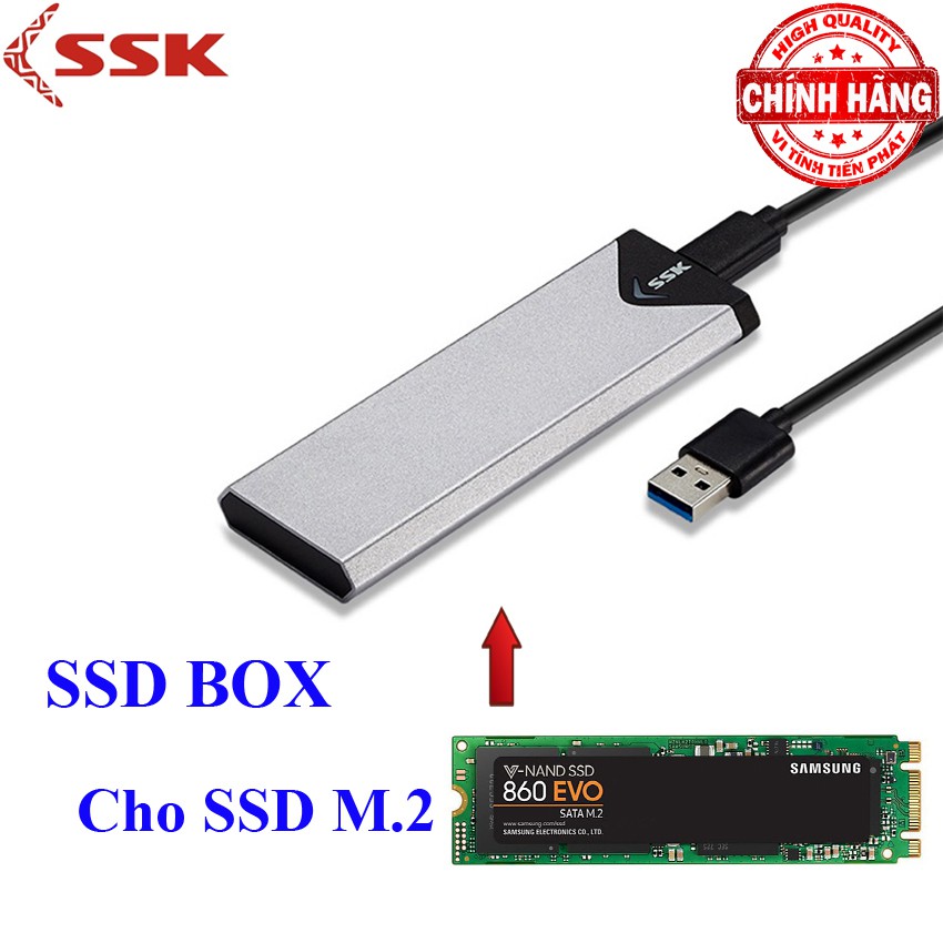 Hộp đựng BOX SSD M.2 SATA | Chuyển SSD M2 Sata sang ổ cứng di động USB 3.0 - SSK SHE-C320 chuẩn USB 3.0 - 5Gbps M.2