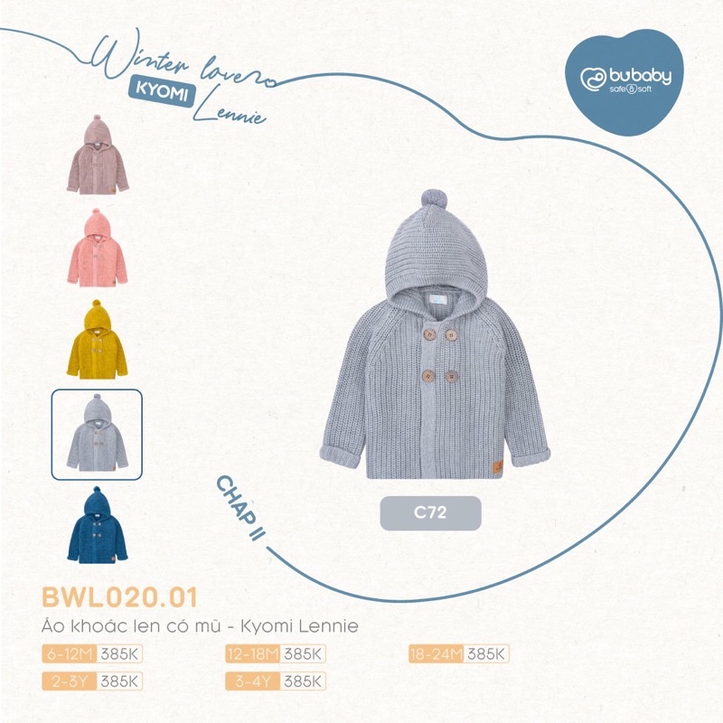 Bubaby-Áo khoác len có mũ