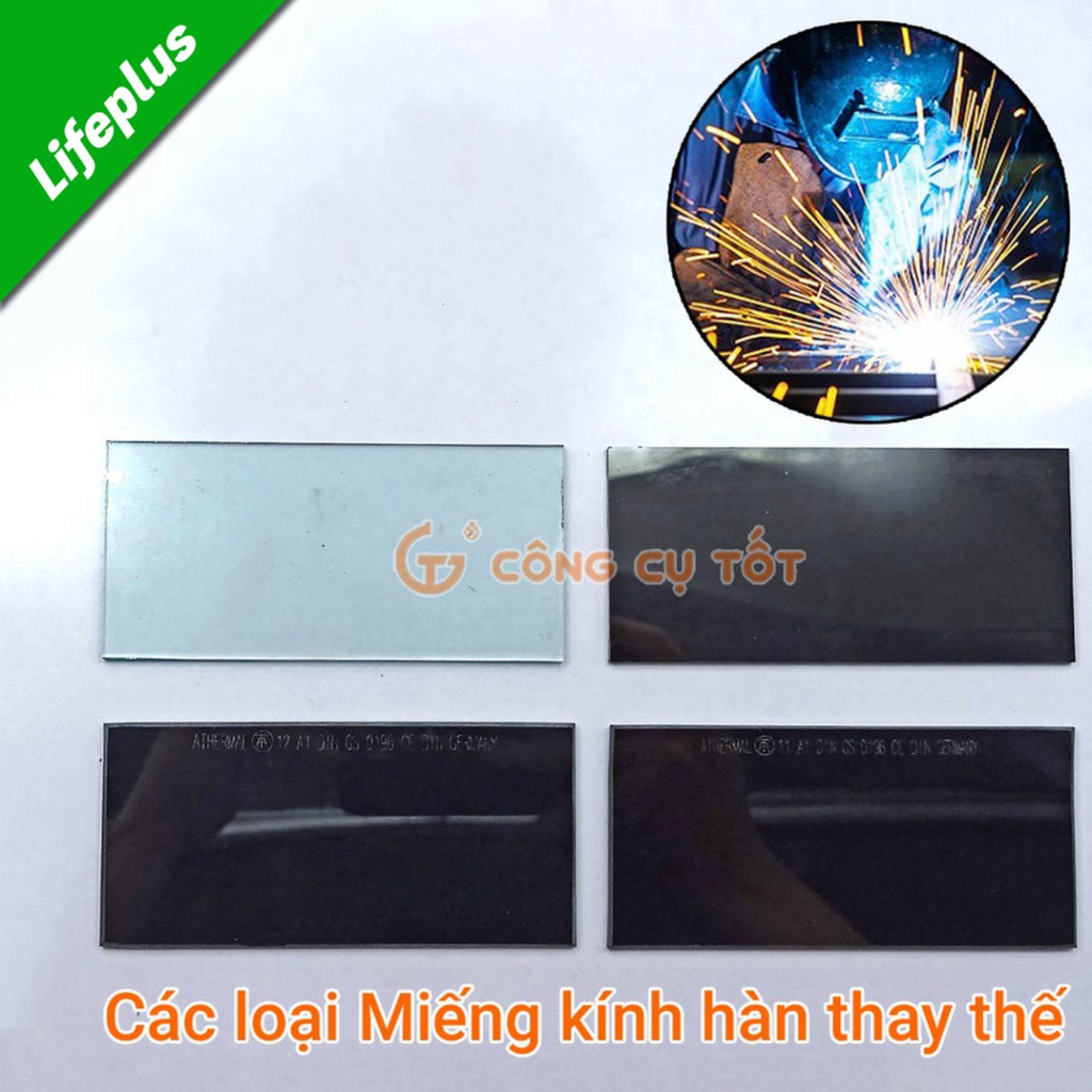 Miếng kính hàn  50x108x2mm chống bụi lắp vào mo hàn