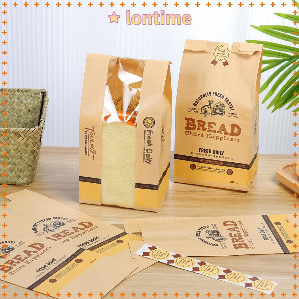 Set 5/10 Túi Giấy Kraft Đựng Bánh Mì Chống Dầu Phong Cách Cổ Điển