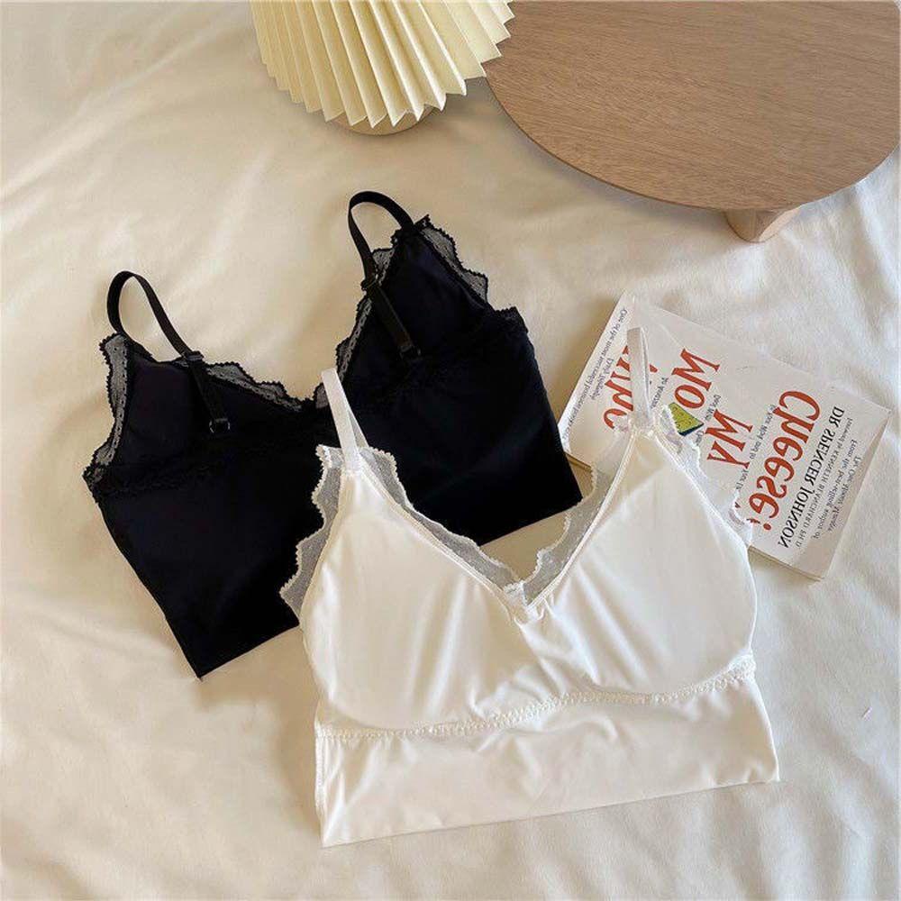 OCEANMAP Áo Lót Lụa Mát Màu Trơn Dáng Ôm Thoáng Khí Thời Trang Cho Nữ