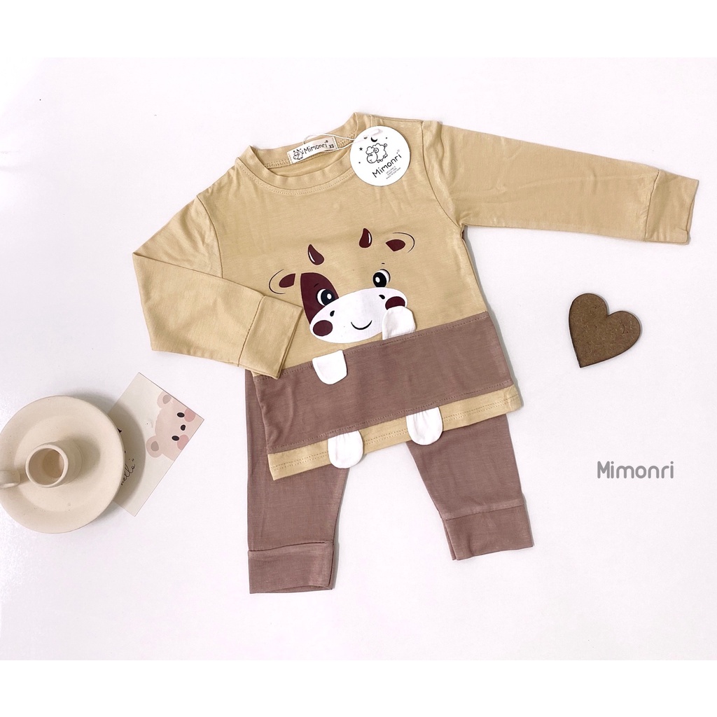 [SALE] Bộ Thun Lạnh Dài Tay Cho Bé Trai, Bé Gái KIMCHIBABY Hoạ Tiết Hươu Vàng, Bộ Quần Áo Cho Bé Mặc Nhà KWTD2207