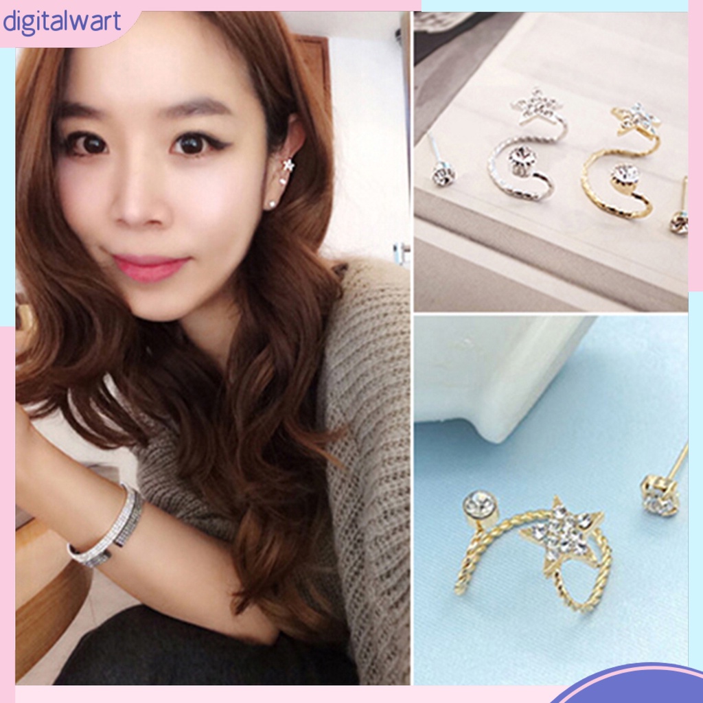 Khuyên vành tai đơn đính đá quý nhân tạo lấp lánh sang trọng dành cho nữ