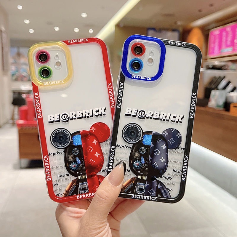 Ốp Điện Thoại Silicon Mềm Viền Màu Hình Gấu Cho Iphone