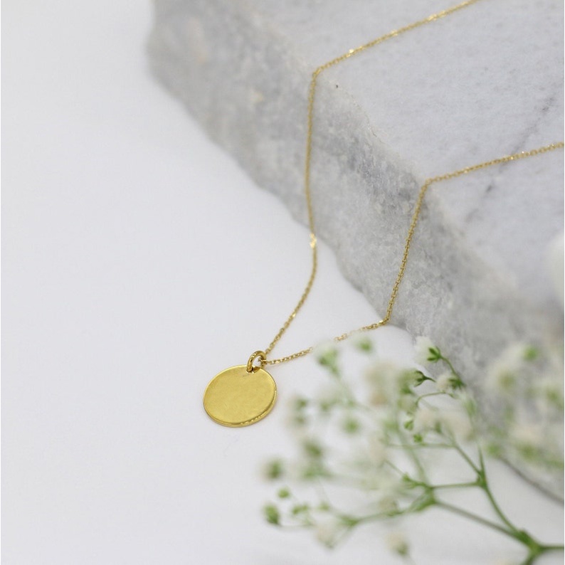 ECGIFT NE001 Vòng cổ Mặt Tròn Khắc Tên Khắc vòng cổ mặt tròn tùy chỉnh Thép không gỉ cao cấp cho phụ nữ
