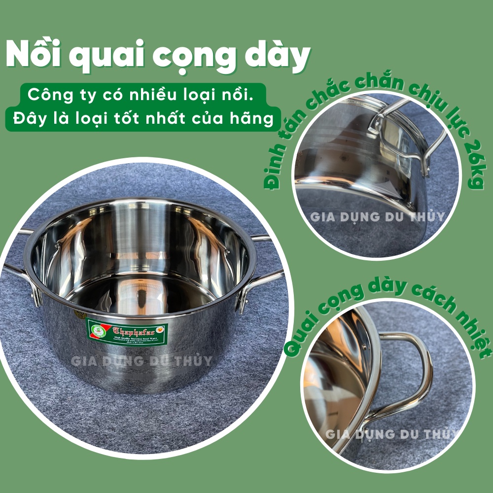 Nồi inox cao cấp 304 size lớn đáy từ dùng làm nồi luộc gà, size 30 cm đến 44 cm thương hiệu Thaphafac - Bảo Thành Phát