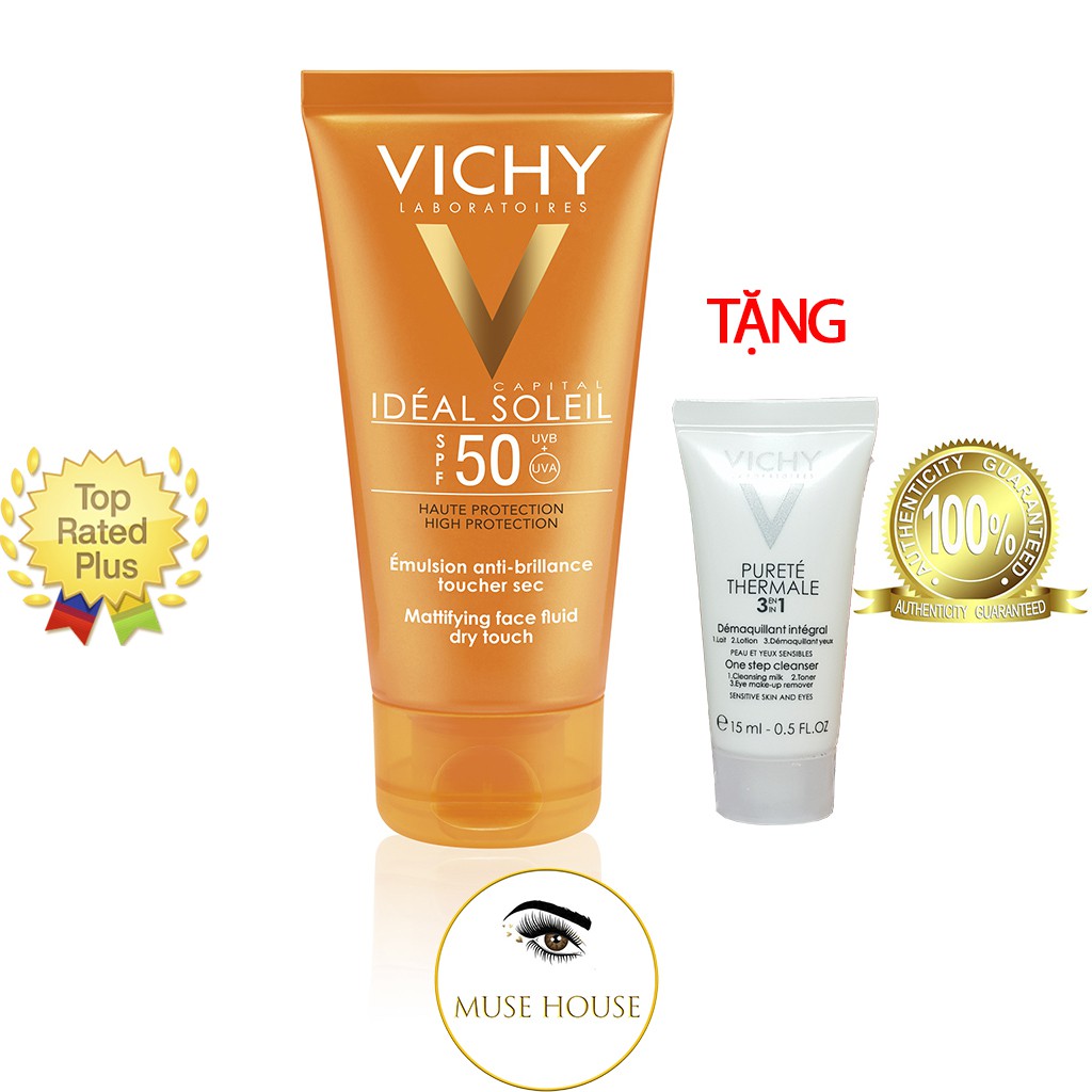 Kem chống nắng VICHY IDEAL SOLEIL DRY TOUCH không màu không gây nhờn rít- MUSE HOUSE