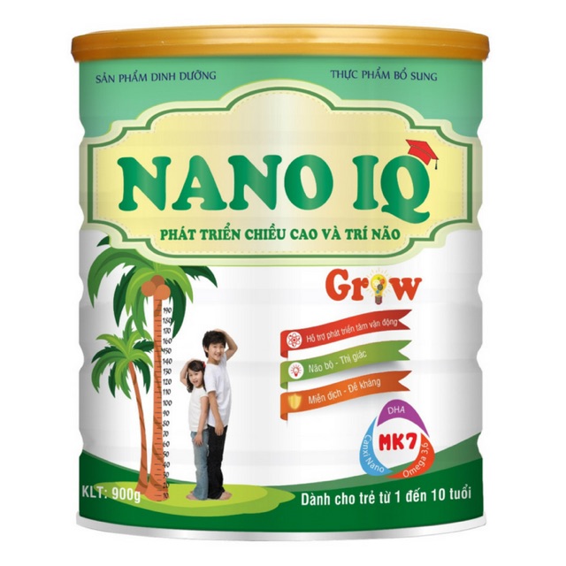 Sữa Nano IQ Grow phát triển chiều cao và trí não hộp 900g +30k quà tặng (date mới)