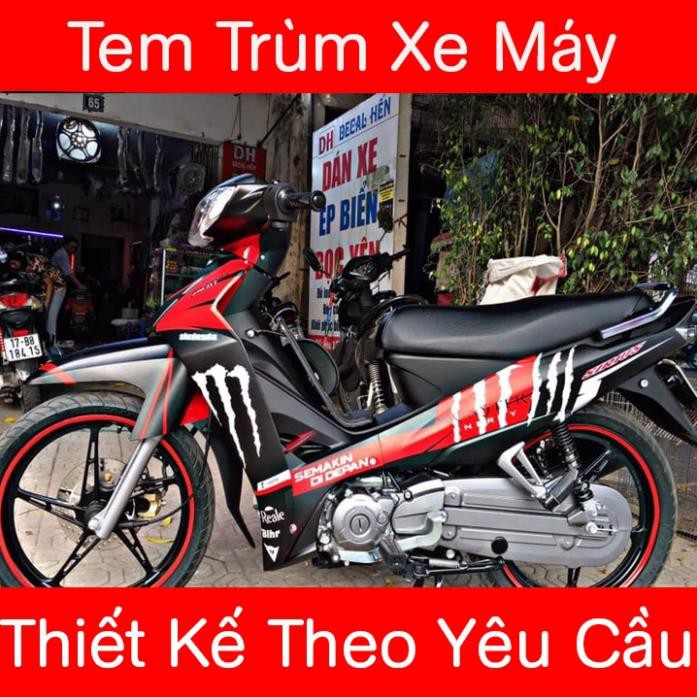 Tem Trùm Xe Sirius Đỏ Đen Nhám