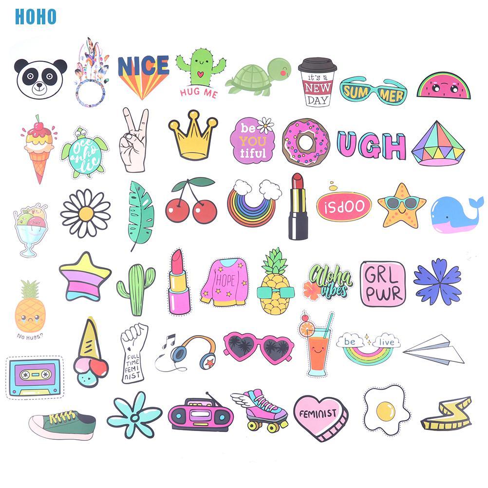 Set 50 Miếng Dán Hoạt Hình Chống Thấm Nước Trang Trí Vali / Ván Trượt