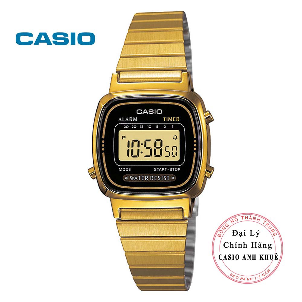 Đồng hồ điện tử nữ Casio LA670WGA-1DF dây kim loại