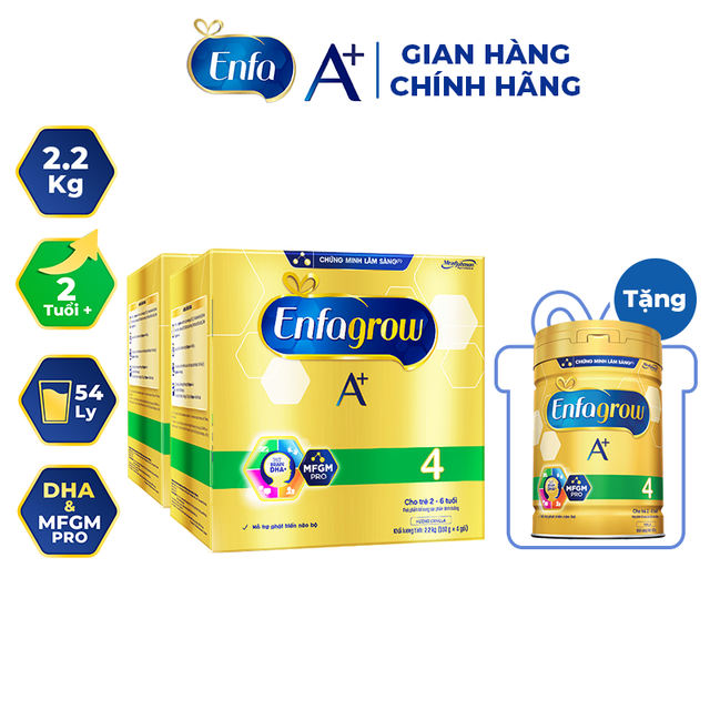 [HSD 12/2021] [Tặng 1 lon Enfa A+ 4 830g] Combo 2 hộp Sữa Bột Enfa A+ 4 BIB 2,2kg/hộp