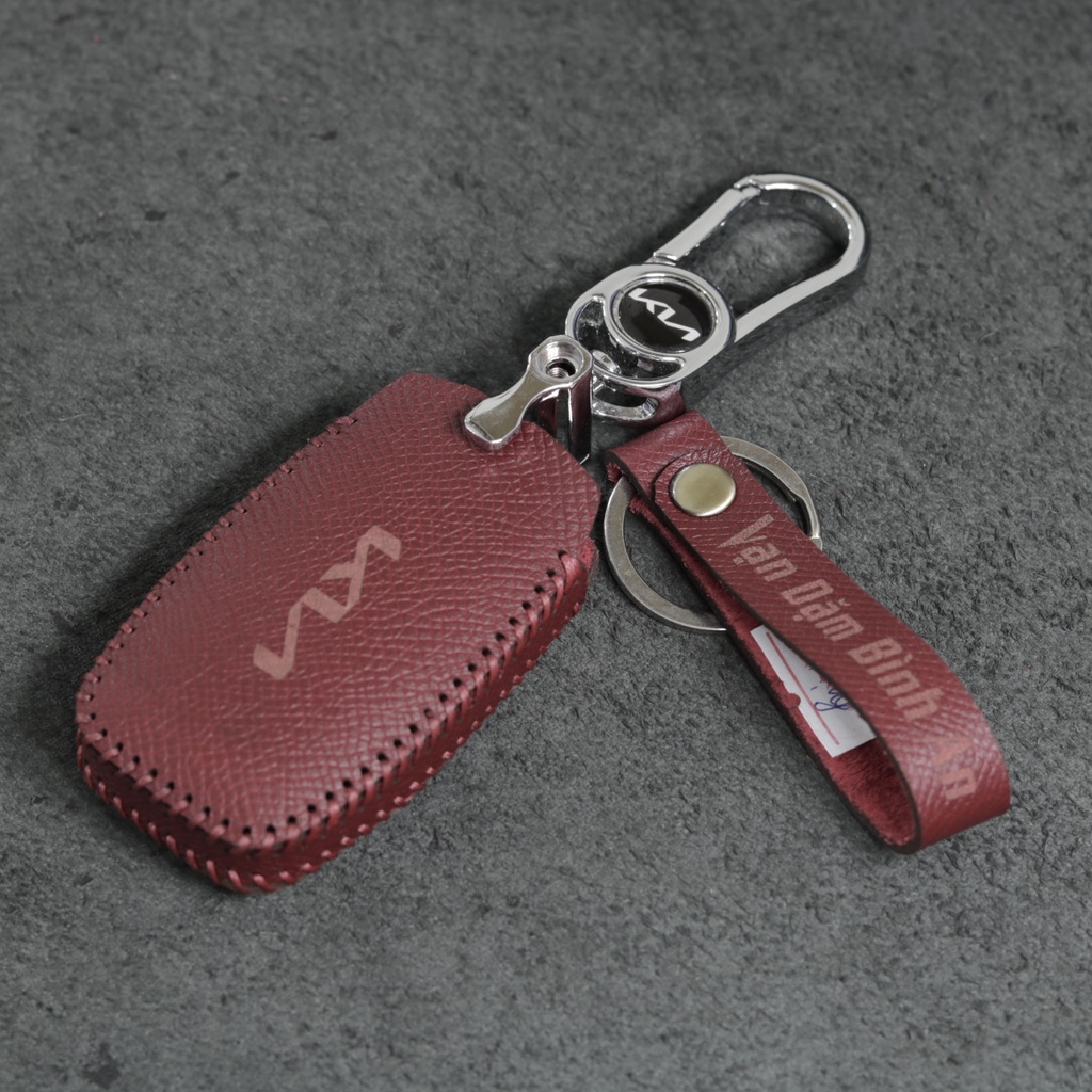 Bao da bọc ốp chìa khoá xe ô tô KIA Seltos Soluto Morning Cerato 2016-2018 da bò nhiều màu khâu thủ công KIA5