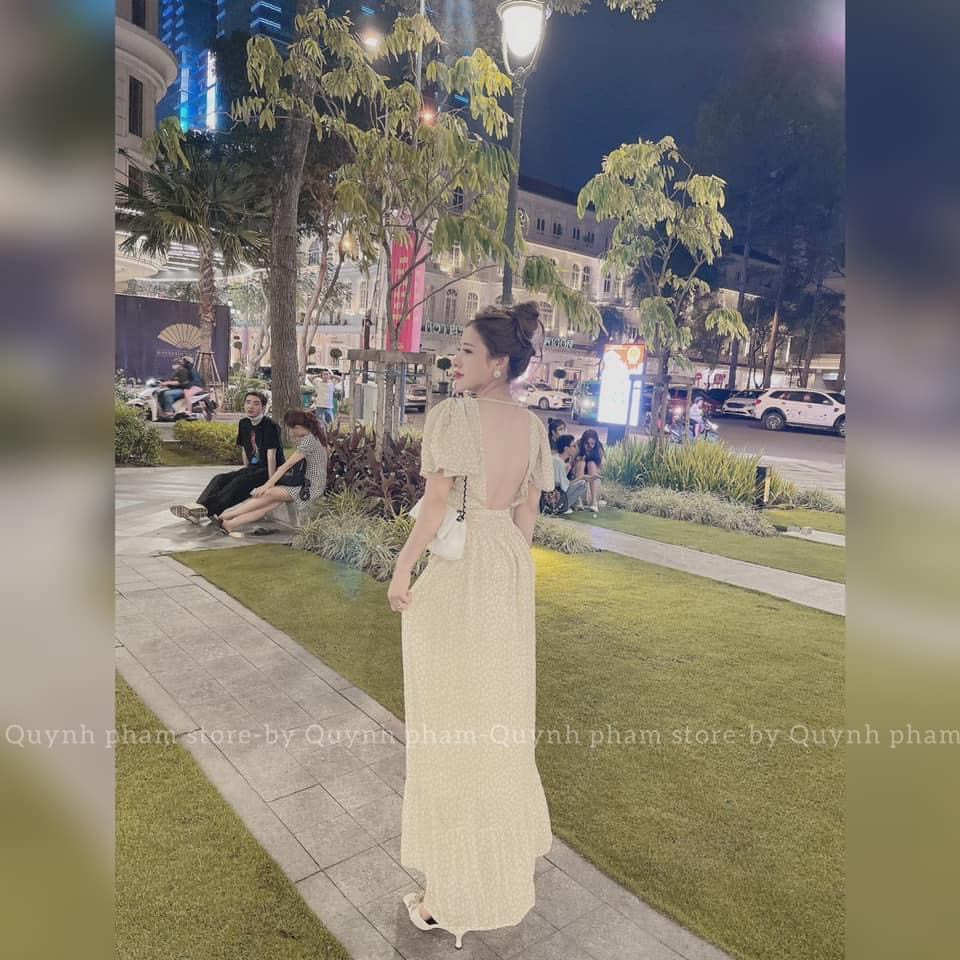 Váy maxi hoa nhí hở lưng 2 màu chất đẹp ZuLyShop | BigBuy360 - bigbuy360.vn