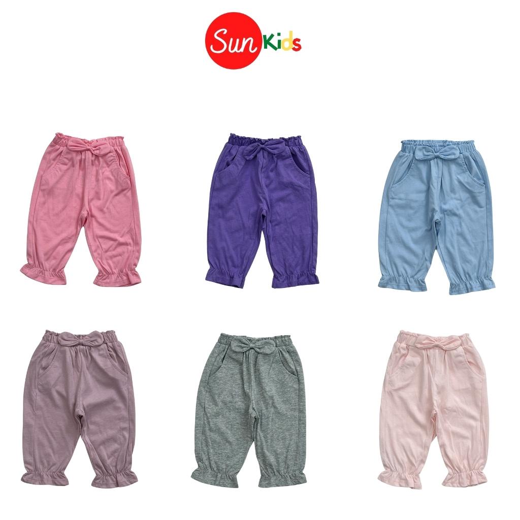 Quần dài cho bé, quần dài bé gái chất thun cotton mềm mát, nhiều màu, size 1-7 - SUNKIDS