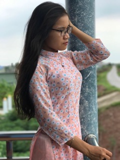 Áo dài cúc hoạ mi, voan nhí