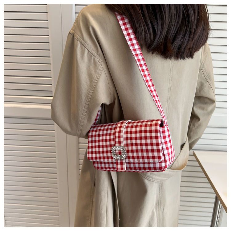 Túi Xách Đeo Vai / Kẹp Nách Hình Vuông Họa Tiết Kẻ Sọc Màu Sắc Tương Phản Thời Trang 2022 Cho Nữ