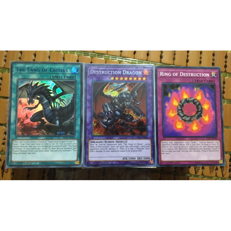 Combo 3 Thẻ bài yugioh Destruction Dragon – The Fang of Critias – Ring of Destruction