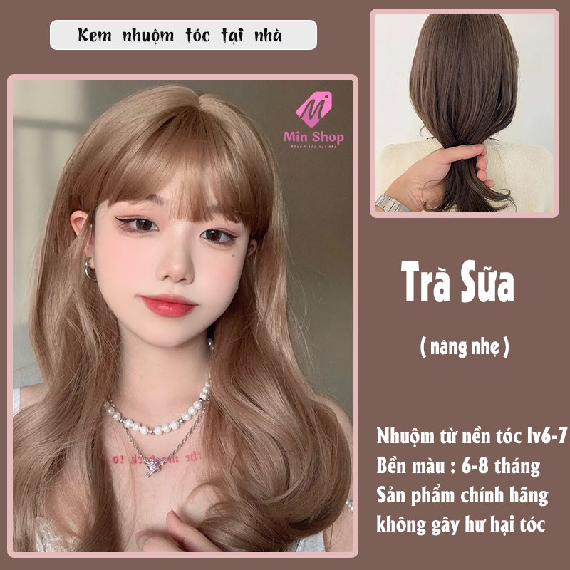 Thuốc nhuộm tóc, thuốc nhuộm tóc Trà Sữa MIN.HAIR, tặng kèm oxy trợ dưỡng và bao tay