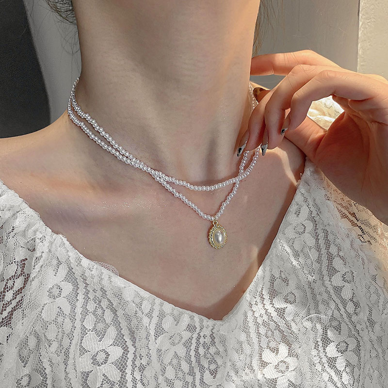 Retro Pearl Necklace 2021 New Trendy Minority Design Multilayer Clavicle Chain