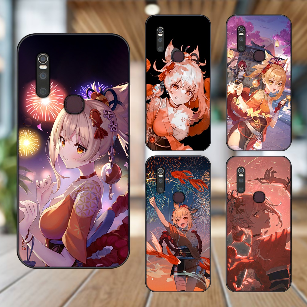 Ốp lưng Vivo V15 viền đen in hình Yoimiya Genshin Impact