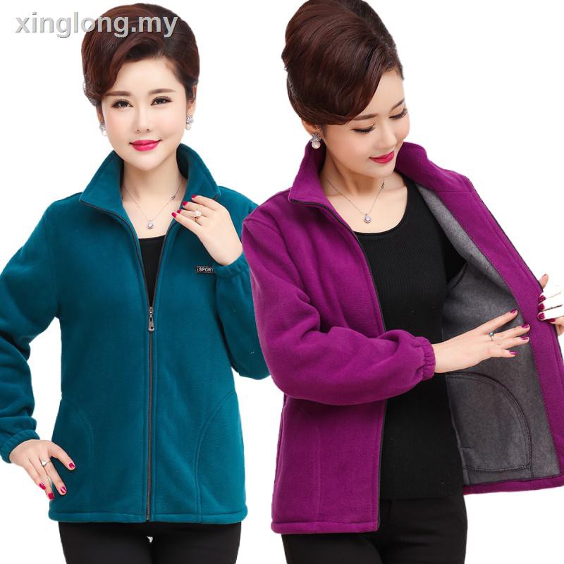 ✧▣♦Áo khoác nỉ dáng rộng cỡ lớn giữ ấm mùa thu đông cho người trung niên