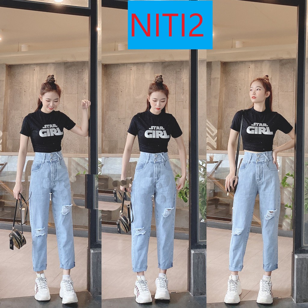 [ LẠ HOẮC ] QUẦN BAGGY JEAN NỮ LƯNG CAO RÁCH TO 2 GỐI XẺ NỮA ĐĨA CHÉO MÀU XANH NHẠT SIÊU HOT SIÊU PHONG CÁCH NITIQC | WebRaoVat - webraovat.net.vn