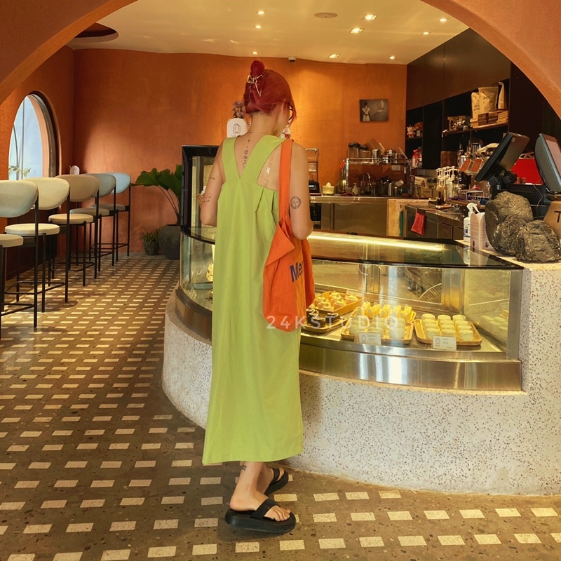 Jula dress - Váy/đầm 2 dây bản to chất vải thô hàn 24KSTUDIO